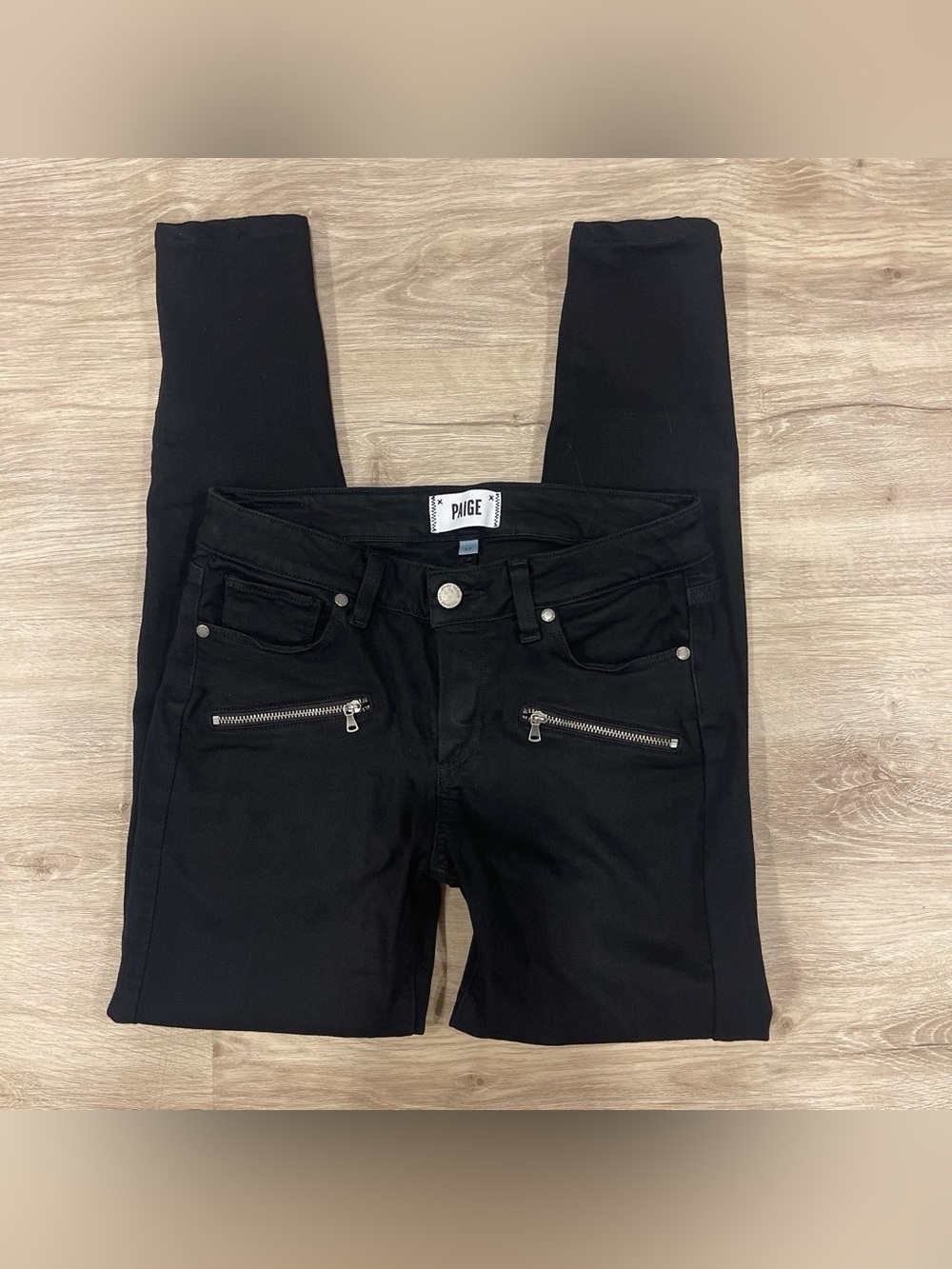 PAIGE Black Skinny Jeans with Front Zips size 27
